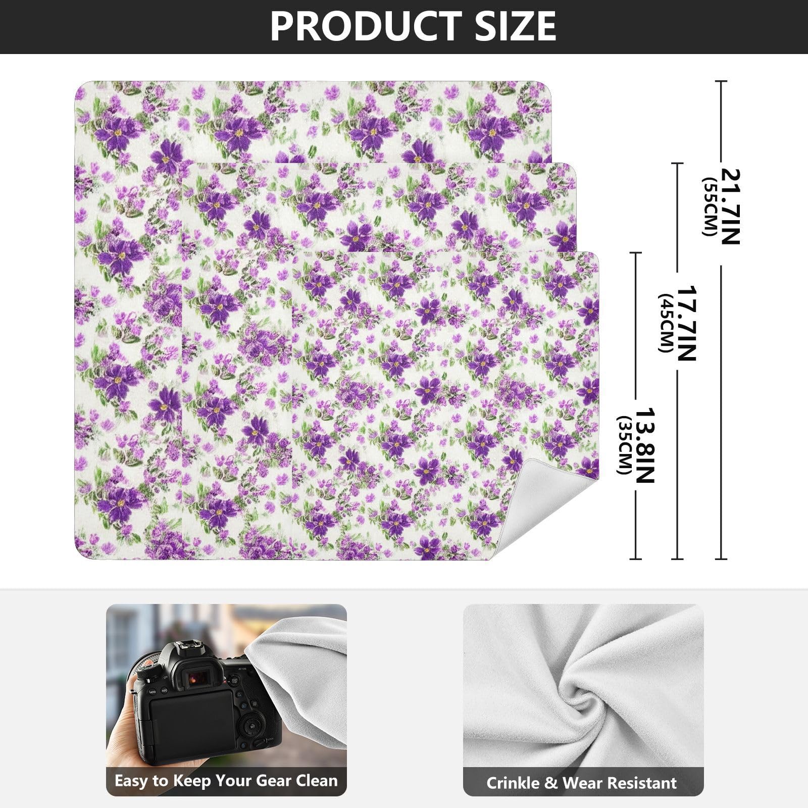 ODAWA Protective Camera Wrap Purple Watercolor Floral Cream Self-Adhesive Cloths 13.8