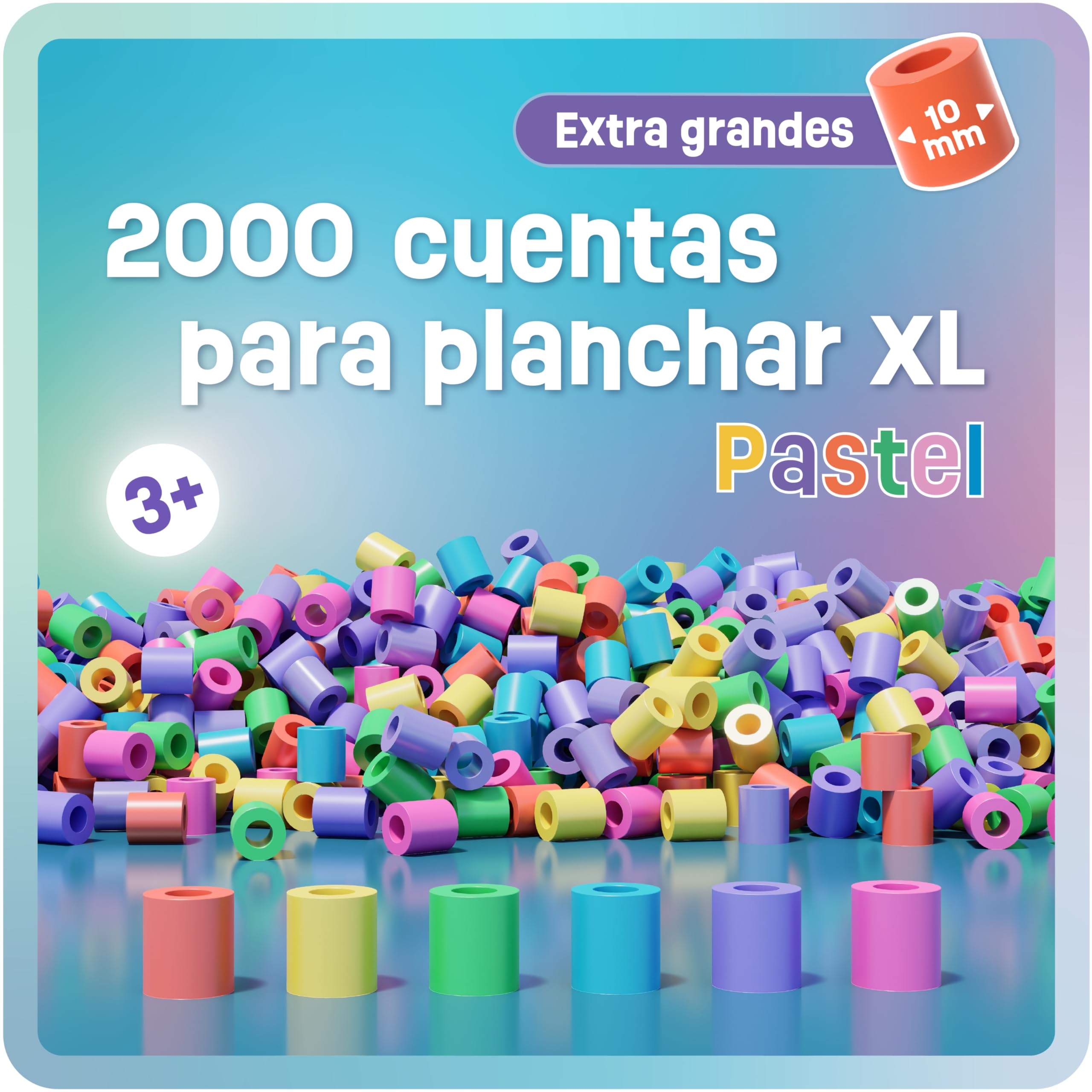 Set De 2000 Perlas De Planchar De 10 Mm | 6 Colores Pastel | Creatividad Y Motricidad Para Niños +3 Años