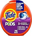 Tide PODS laundry detergent pacs, 3-in-1 Stain Remover, Odor Fighter, Color Protector, 76 Count, HE compatible, Spring Meadow Scent