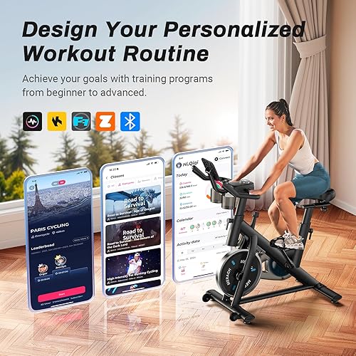 Miniatura 2 de MERACH Exercise Bike for Home with Exclusive App, Stationary Bike with Enhanced Electronic LED Monitor, Silent Belt Drive and Comfortable Seat