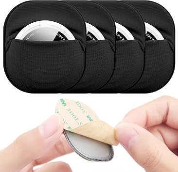4 Pack for Airtag & Moto Tag Sticker Adhesive Mount, for Apple AirTags 1st & 2nd Generation Fabric Holder Case with 3M Adhesive Stick on Wallet/Remote/Car/Luggage Bags/Drones, Lightweight