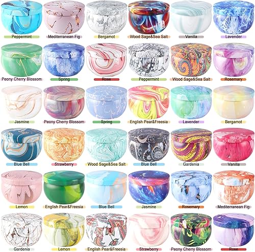 Miniatura 2 de Juego de velas perfumadas de regalo de 2.5 onzas × 36 unidades, velas de aromaterapia de cera de soja para el hogar, velas de lata de viaje para