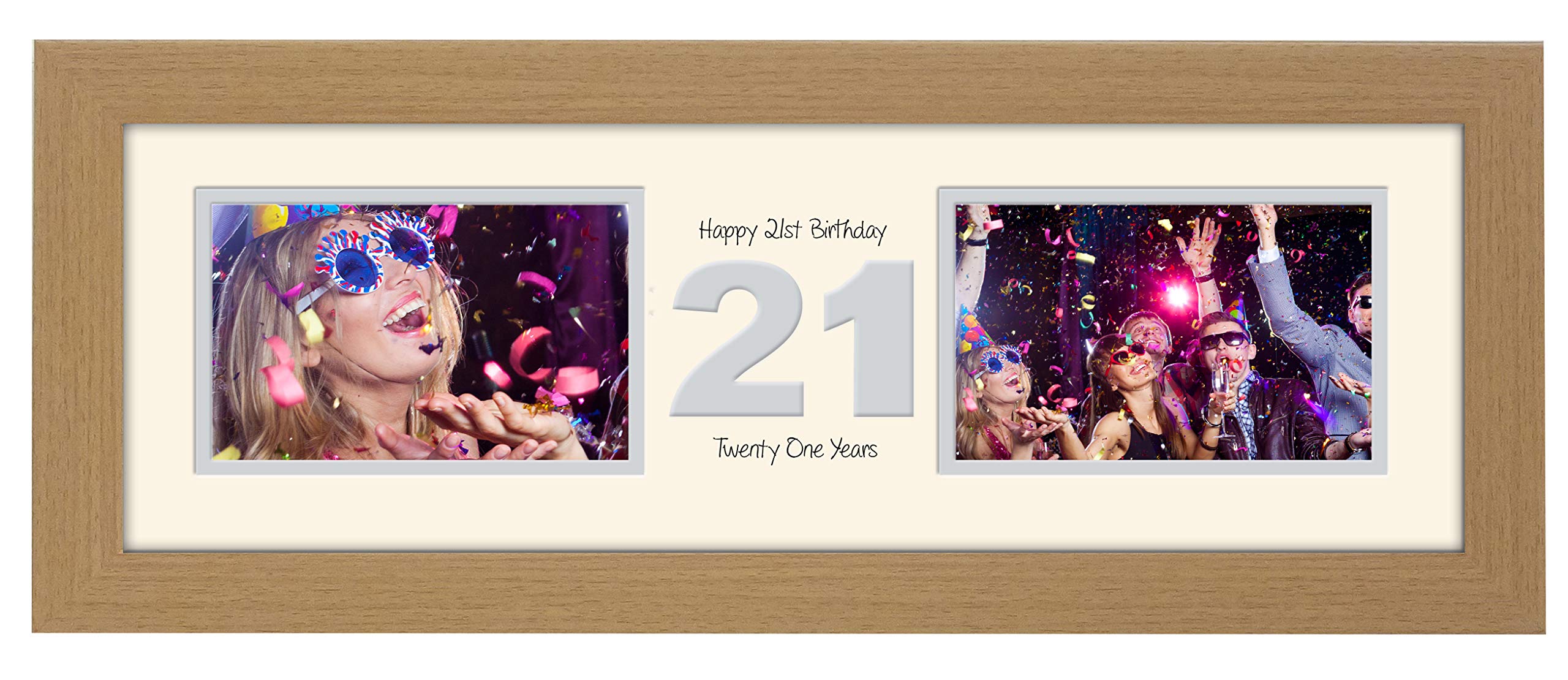 Photos In A Word Oak Finish Frame Cream Mount Grey Inside 21St Birthday Photo Frame Twenty First Gift Takes Two 6”X4” Landscape Photos 1221A (Oak Finish Frame Cream Mount Grey Inside)