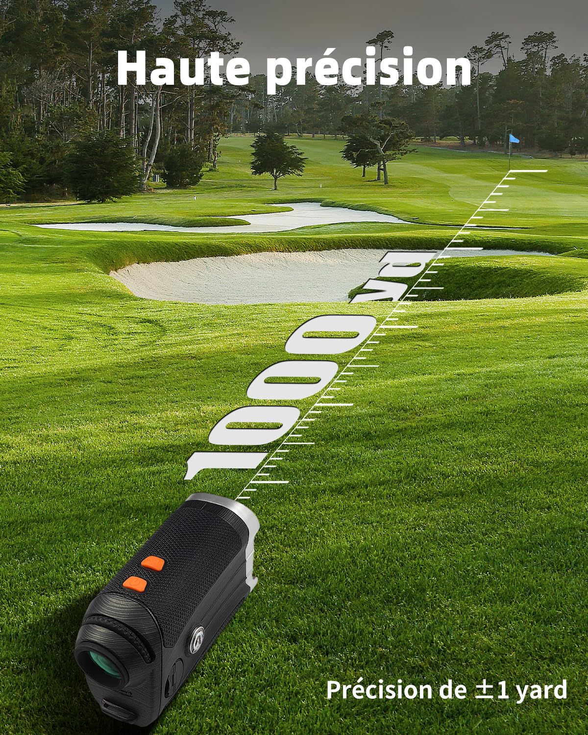 AOFAR GX-2S Pro Télémètre Laser Golf et Chasse 1000Y, Compensation de Pente on/Off, Verrouillage du Drapeau avec Vibration, Distance Horizontale, Mesure d'angle, Haute Précision