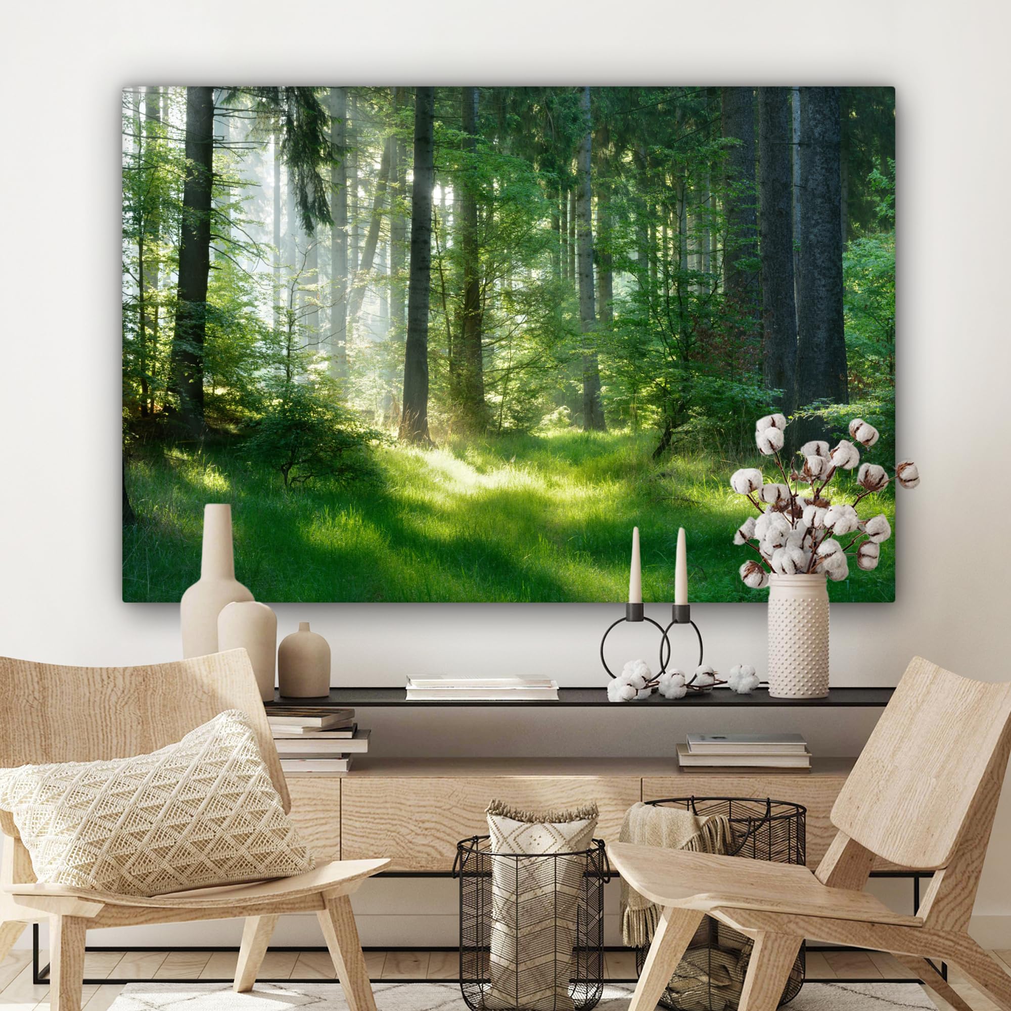 MuchoWow® Glasschilderij 80x120 cm - Schilderij acrylglas - Palmboom op het strand de