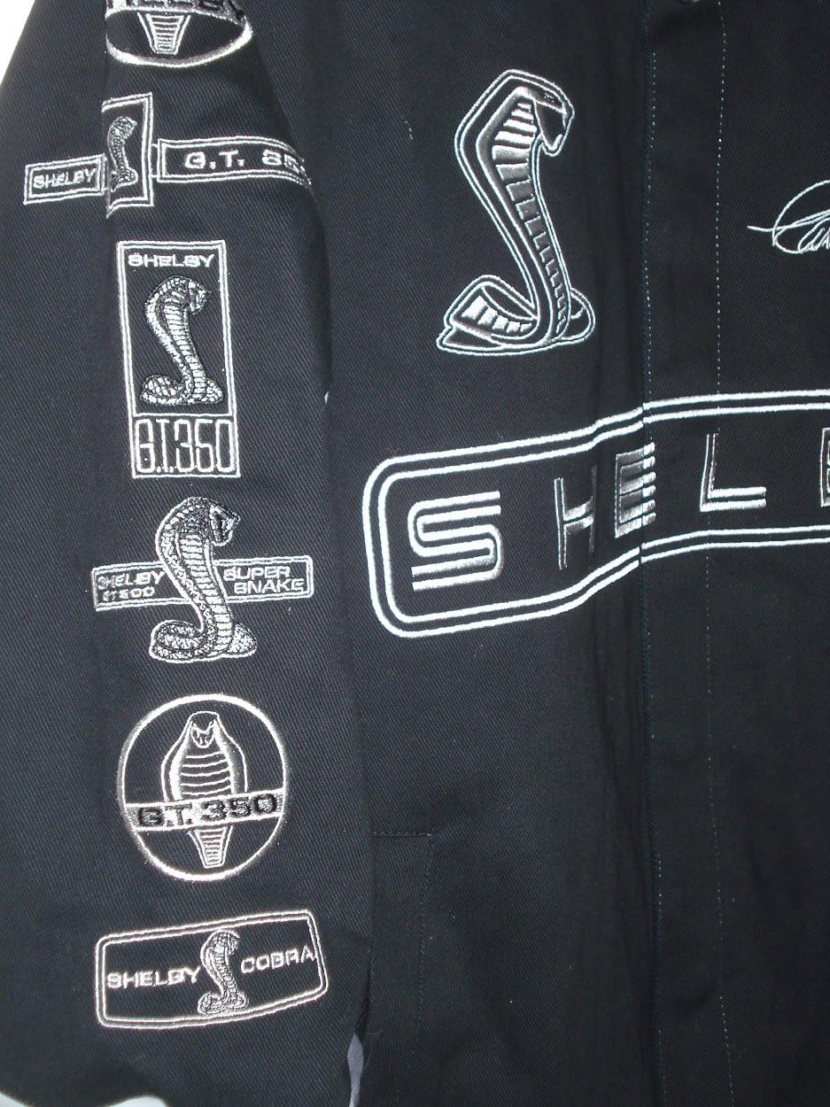 Carroll Shelby Cobra Collage Mens Black Twill Jacket by JH Design