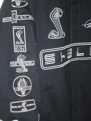 Vista 8 de Carroll Shelby Cobra Collage - Chaqueta de sarga negra para hombre por JH Design