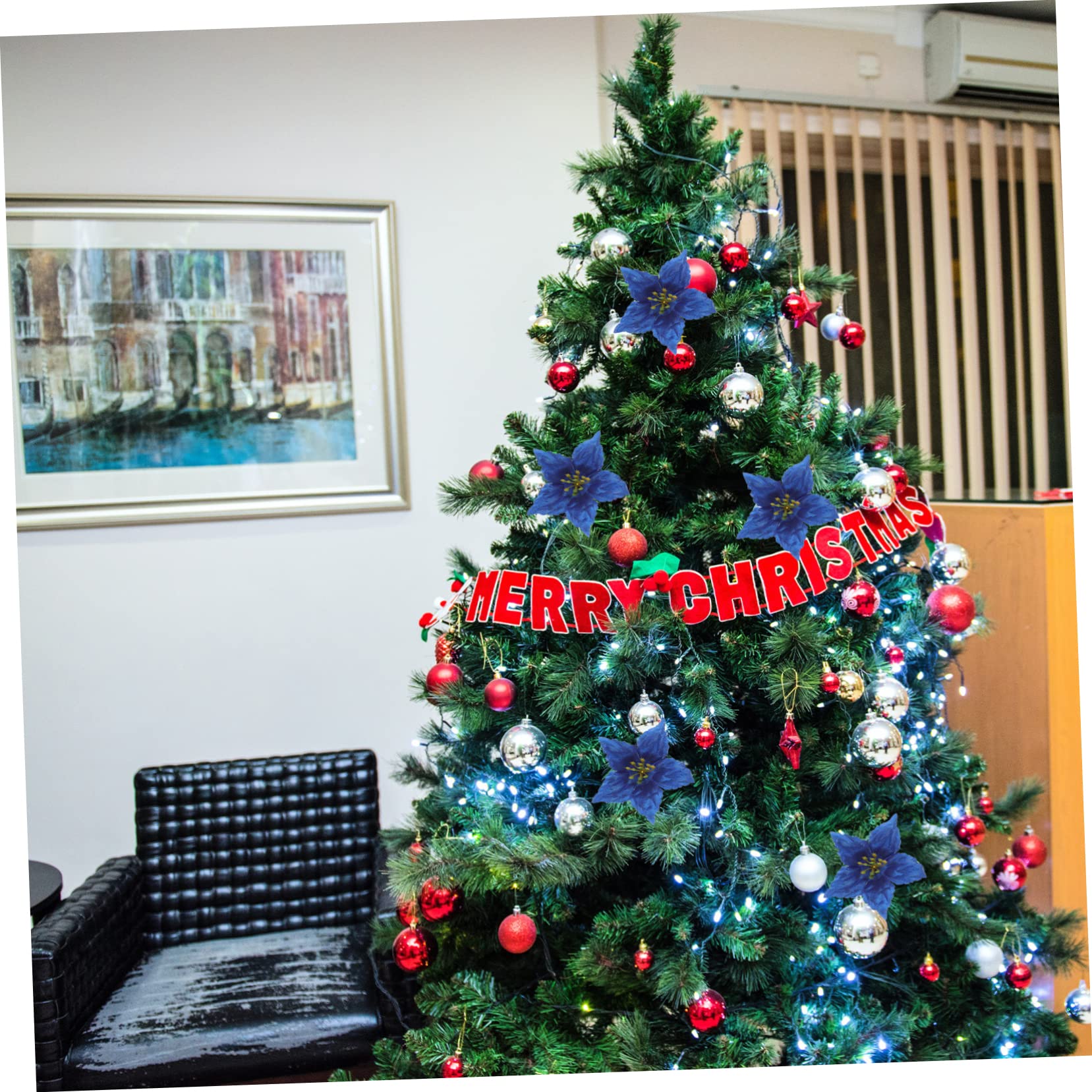 Amazon｜7個 アートフラワー グリッター造花 クリスマスポインセチア