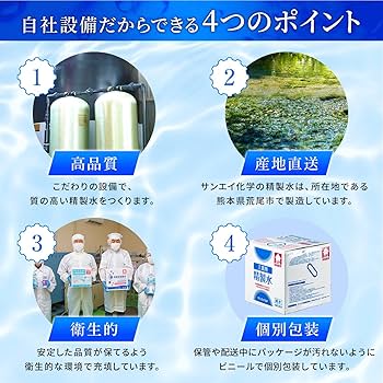 Amazon.co.jp: サンエイ化学 精製水 工業用精製水 20L×20箱