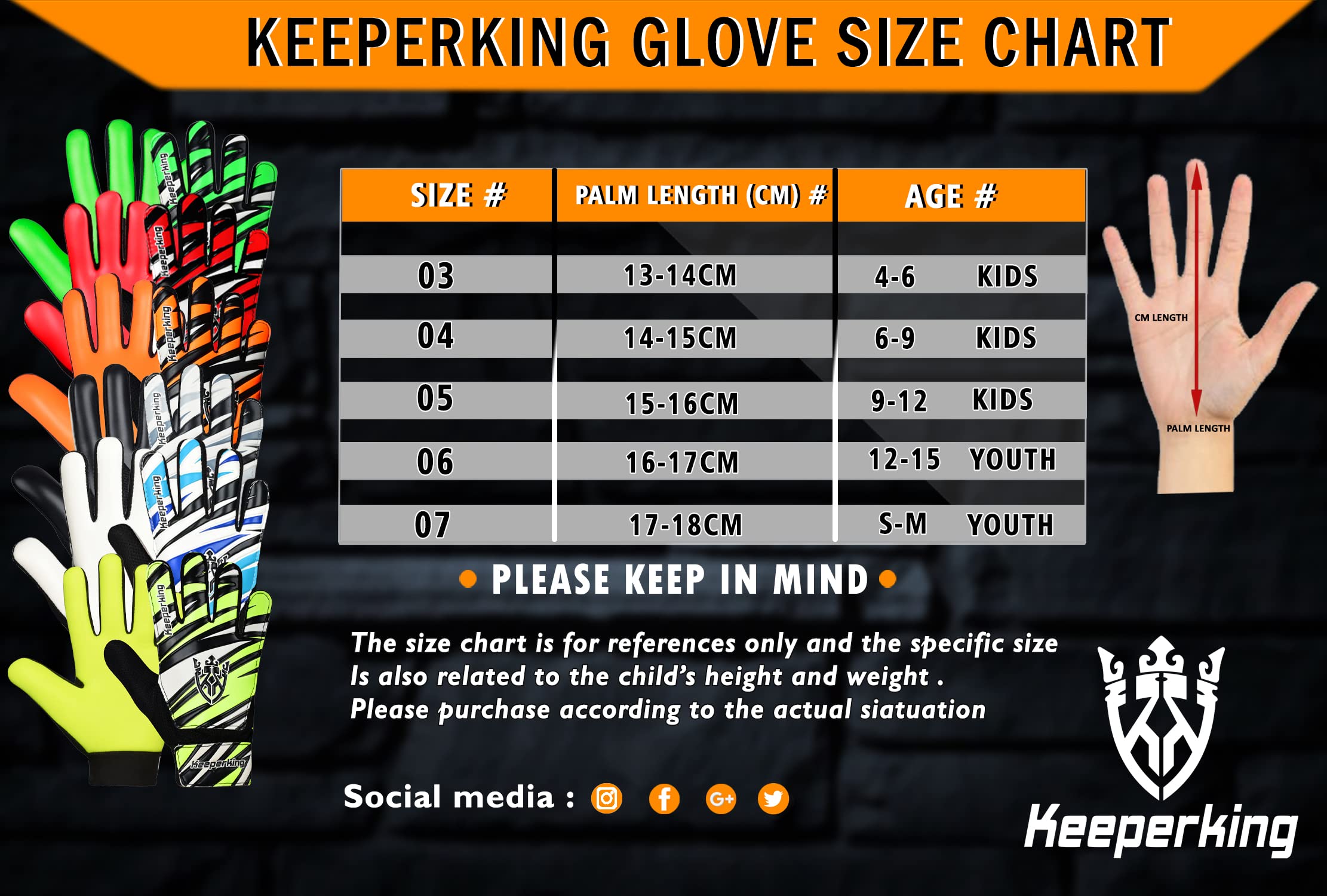 Keeperking Guantes de Portero Fútbol Talla 4-7