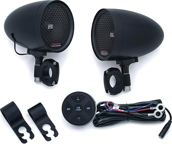 Parlantes de bocina Kuryakyn 2713 para motocicleta 100W Bluetooth negro satinado miniatura 2