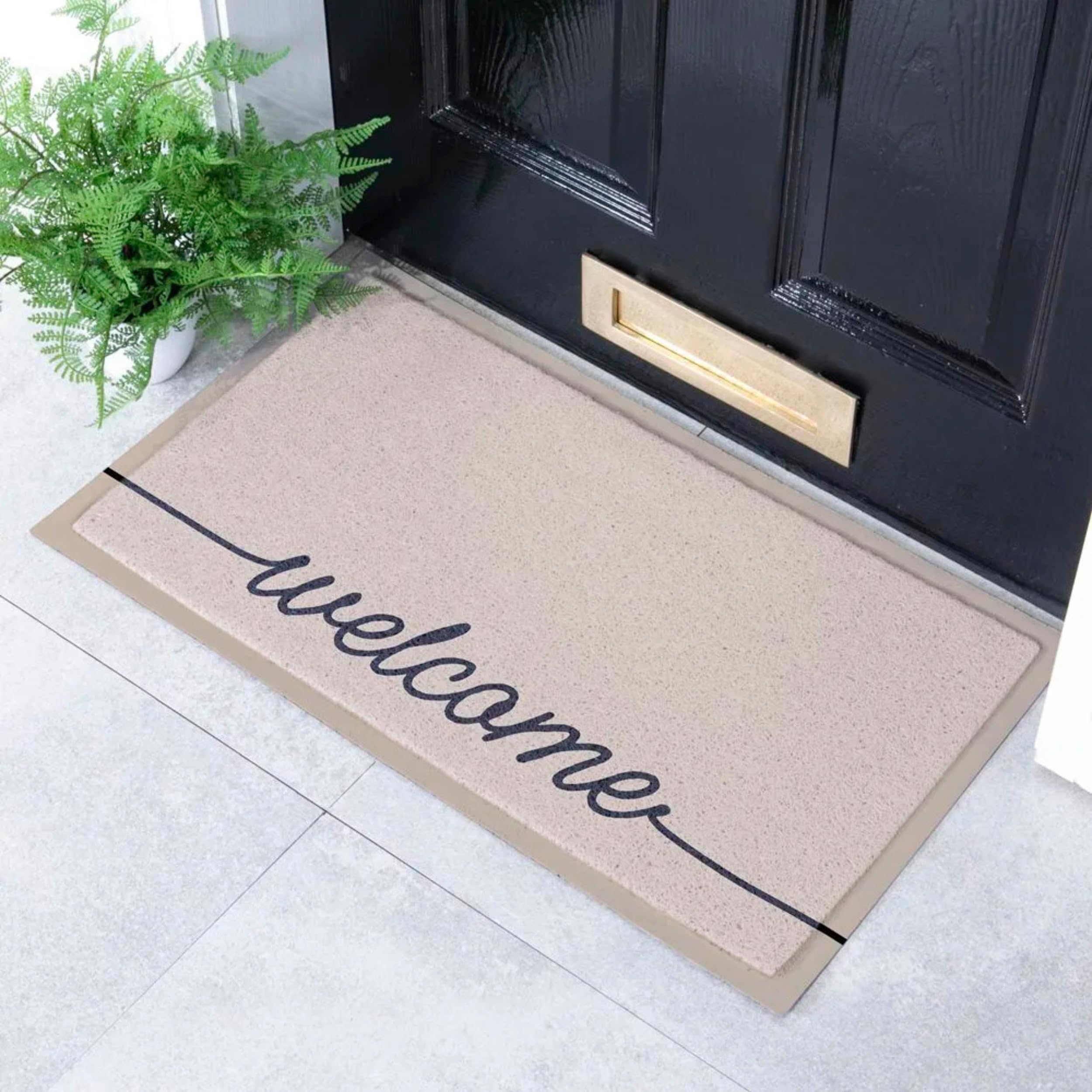 Artsy Mats Beige Welscribble Pattern Indoor & Outdoor Door Mat - Incredibly & Weatherproof Doormats - Non Slip Mat, (70x40 cm)