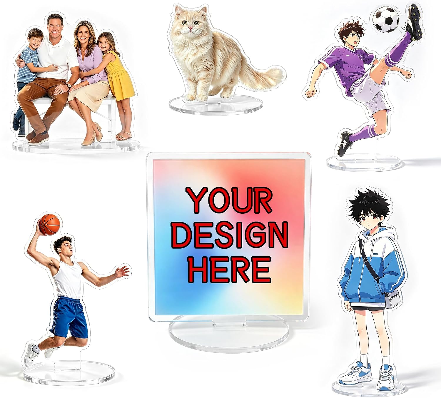 2pcs Custom Acrylic Standee with Base,Photo Plaque for Desktop Decor