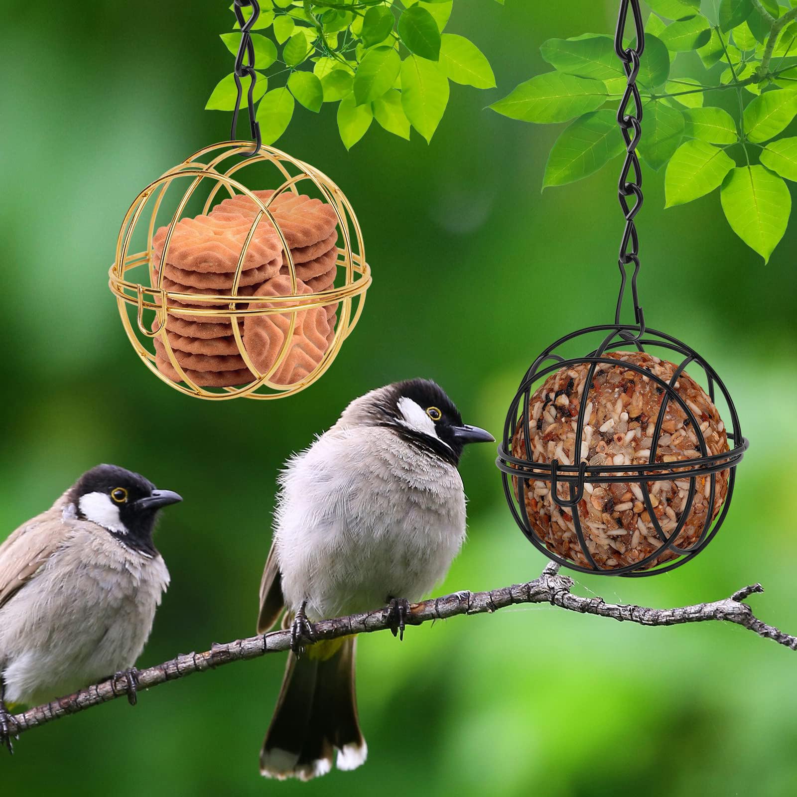 4er-Set Vogelfutterspender Aus Metall Für Meisenknödel – Schwarz Mit S-Haken Für Garten & Balkon
