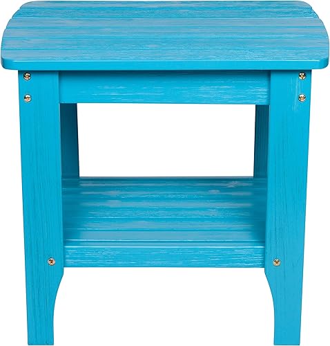 Miniatura 2 de Shine Company Long Island Mesa auxiliar rectangular de madera maciza, mesa auxiliar Adirondack para exteriores, aguamarina