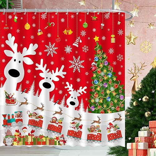 Cortina de ducha para baño (Navidad, 72x72 pulgadas)
