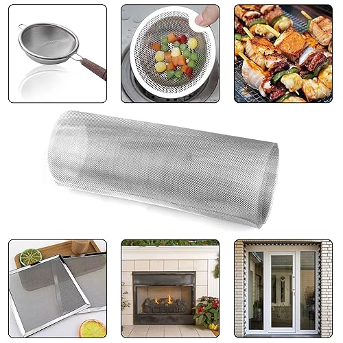 Miniatura 7 de 2 rollos de malla de alambre tejida de acero inoxidable 304, malla ANGELIOX 20 de malla de ventilación de 12 x 45 pulgadas (12.2 in x 45.3 in), hoja
