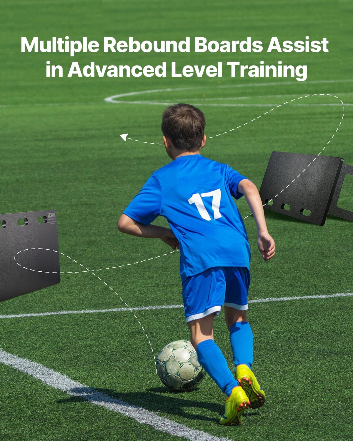 VEVOR Portable Soccer Wall with 2 Angles Rebound, Foldable HDPE Kickback Rebound Board, Soccer Training Equipment for Kids and Adults, Passing & Shooting Practice