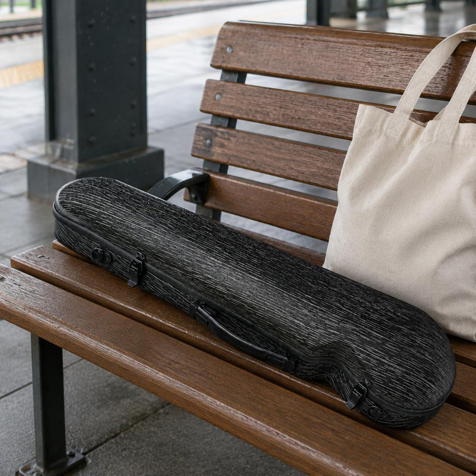 Custodia Violino Custodia Astuccio Valigia Rigida con Scocca Stampata in Composito Fibra di Carbonio per Protezione, style to 5, 4/4