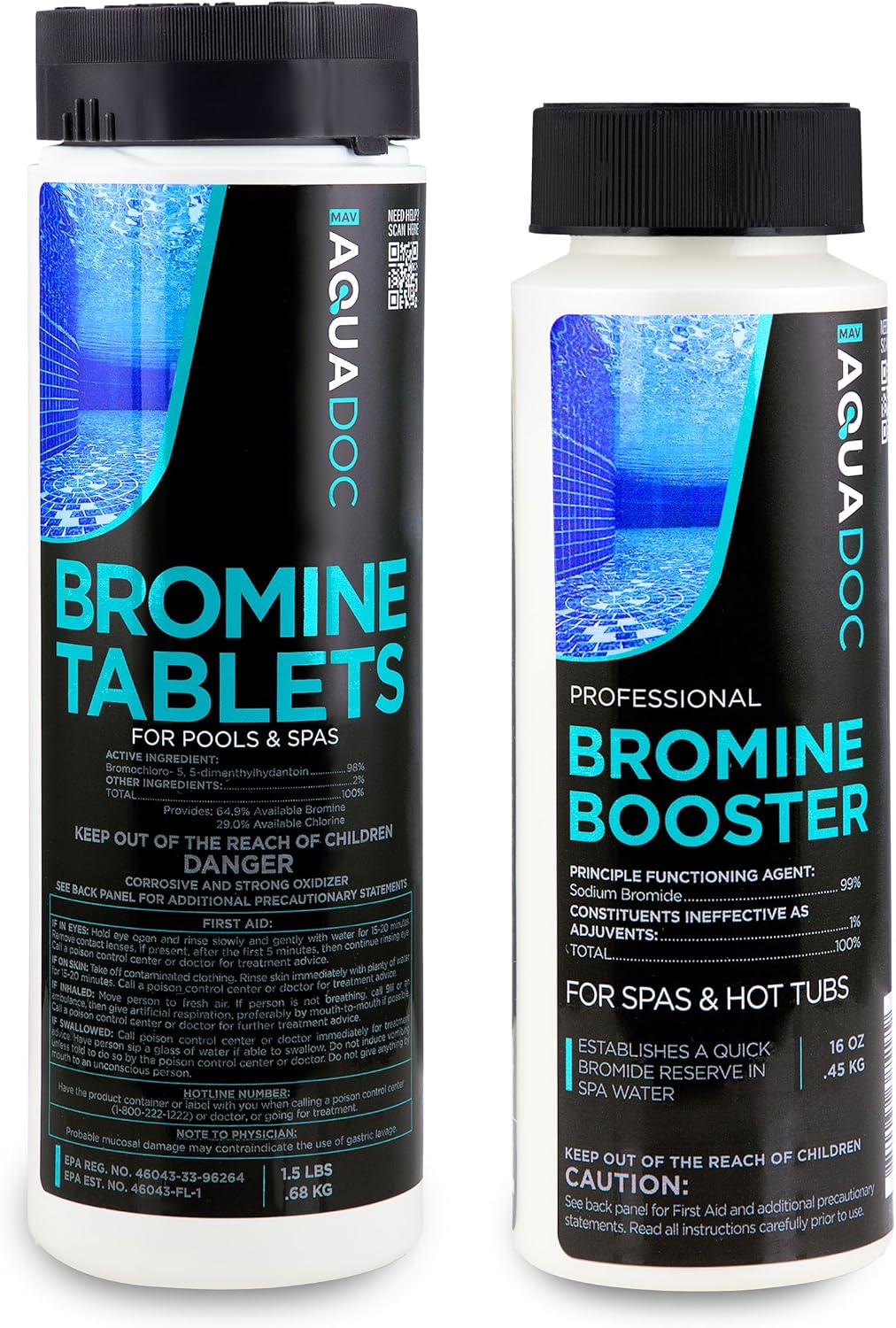 AquaDoc Bromine Tablets and Bromine Booster for Spa Hot Tub - Includes 1.5lb Spa Tablets and 1lb Hot Tub Granules to Help Improve Water Clarity - Made in USA