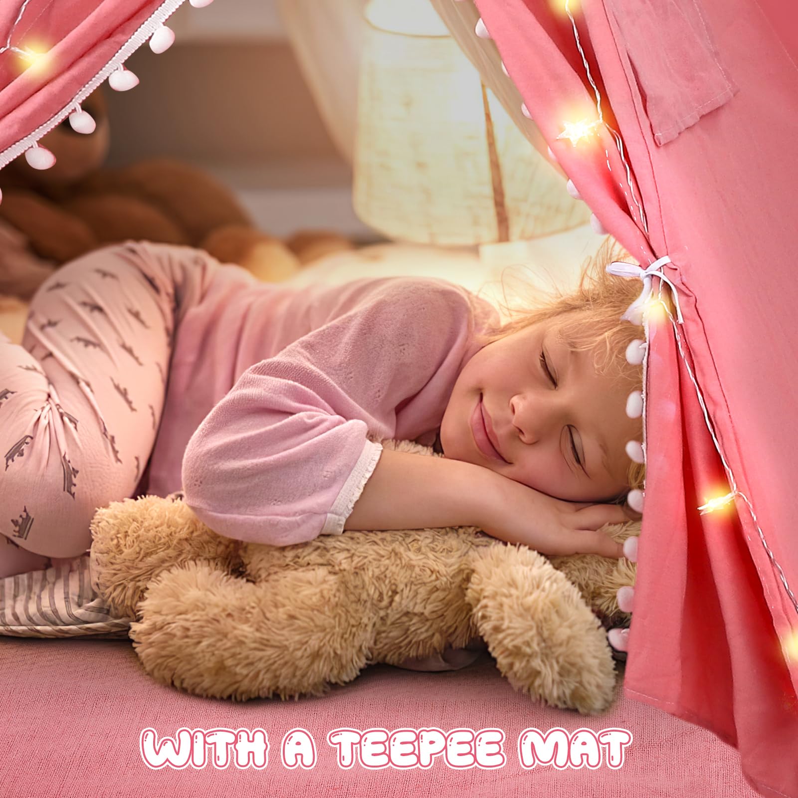Tipi Zelt für Kinder 120x140cm, Tippi Kinderzelt Indoor Outdoor