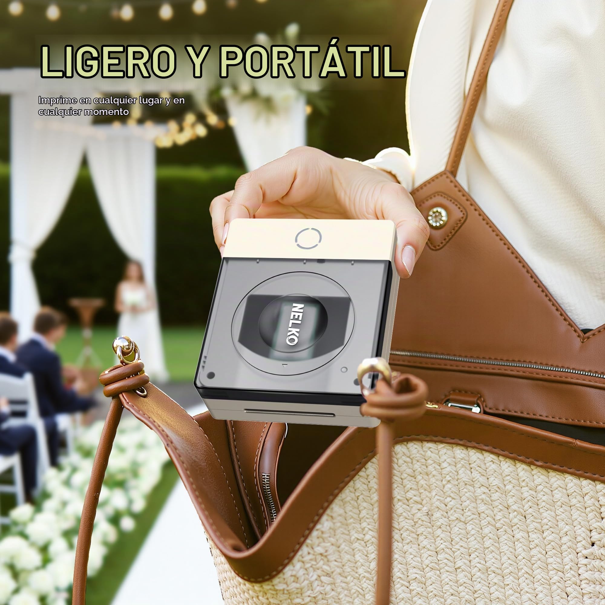 Nelko Impresora Fotográfica Portátil PP02, Bluetooth, Resolución 600 dpi, Edición vía App, Color Marfil