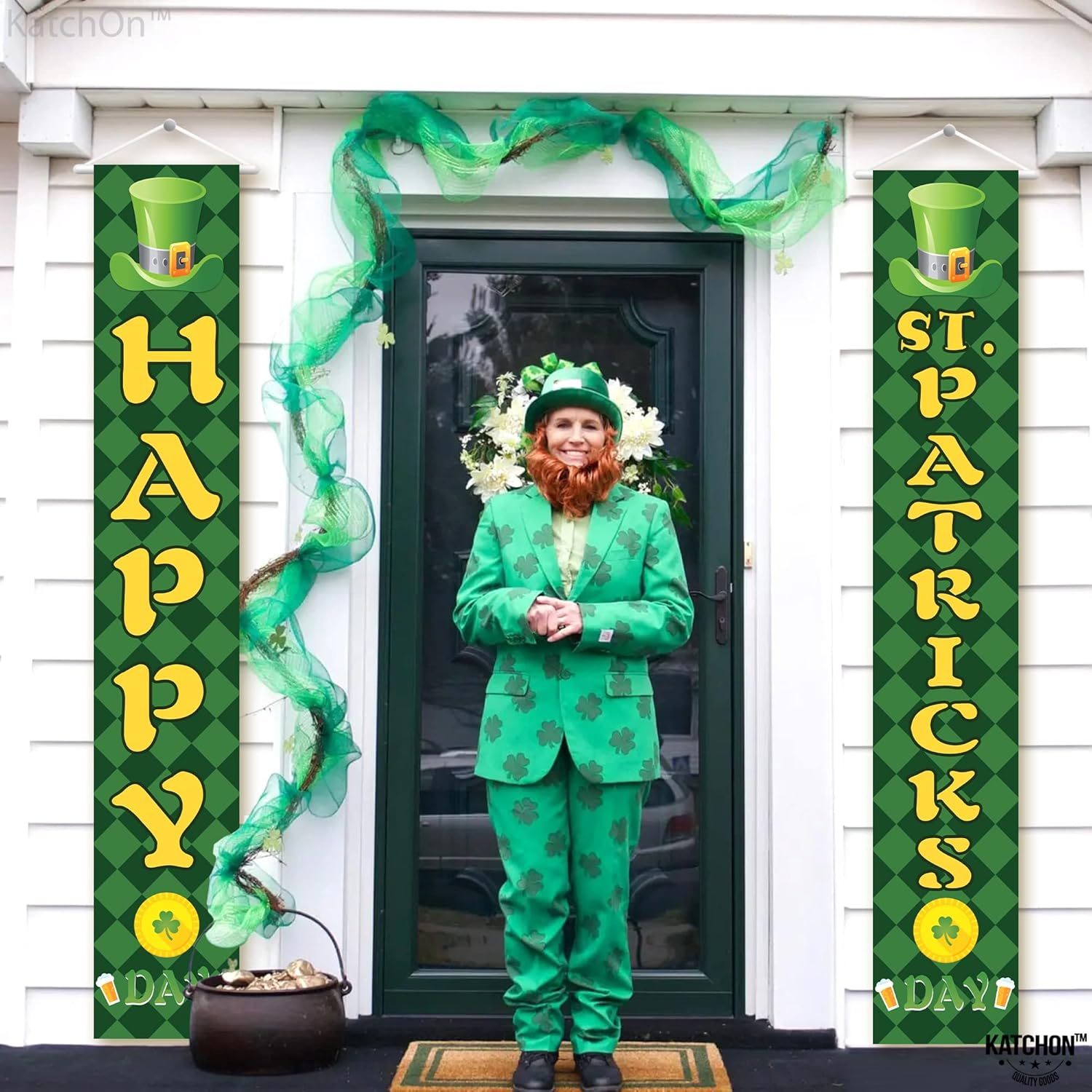KatchOn, St Patricks Day Banner - Pack of 11 | St Patricks Day Decorations Centerpieces | Happy St Patricks Day Banners | St Patricks Day Table Centerpiece for St Patricks Day Party Decorations