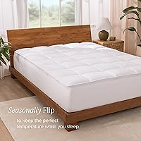 Vista 6 de Protector para colchón de alternativa de pluma Microplush, reversible, prémium, Microfibra, Blanco, gemelo