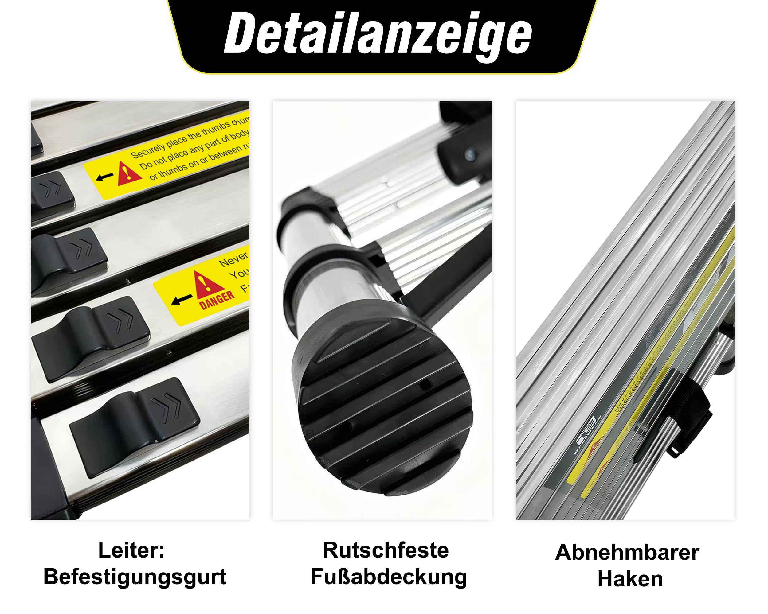 1.7+2m Escalera Plegable de Acero Inoxidable,Escalera 5+6 peldaños,Escalera TelescóPica Estructura en Forma de A,Escalera Extensible Bloqueo de Seguridad Carga máxima de 150 kg