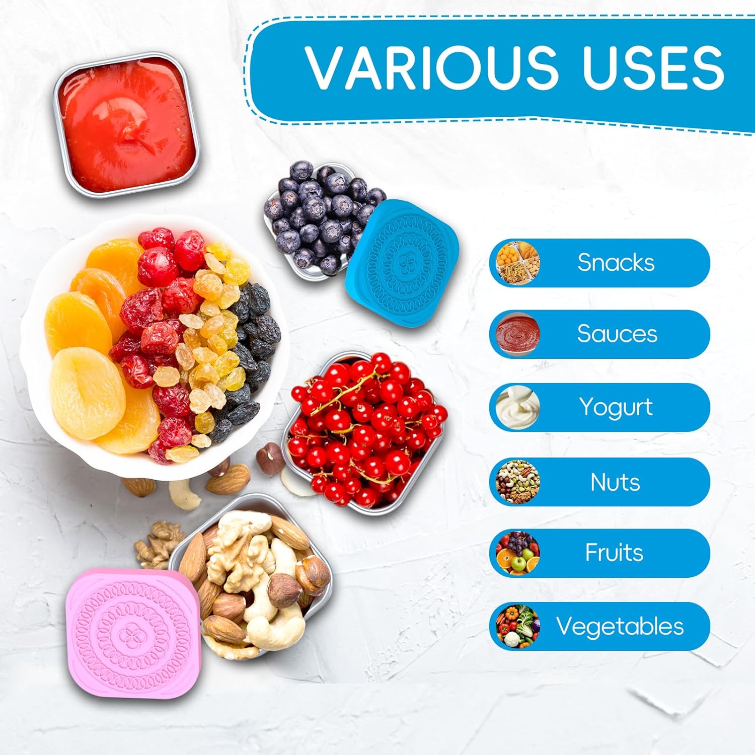 6Pack 6oz Stainless Steel Snack Containers for Kids, Leak Proof Small Food Storage Container with Silicone Lid, Easy Open Leak Proof Stainless Steel Food Storage Containers with Silicone Lids - Image 4