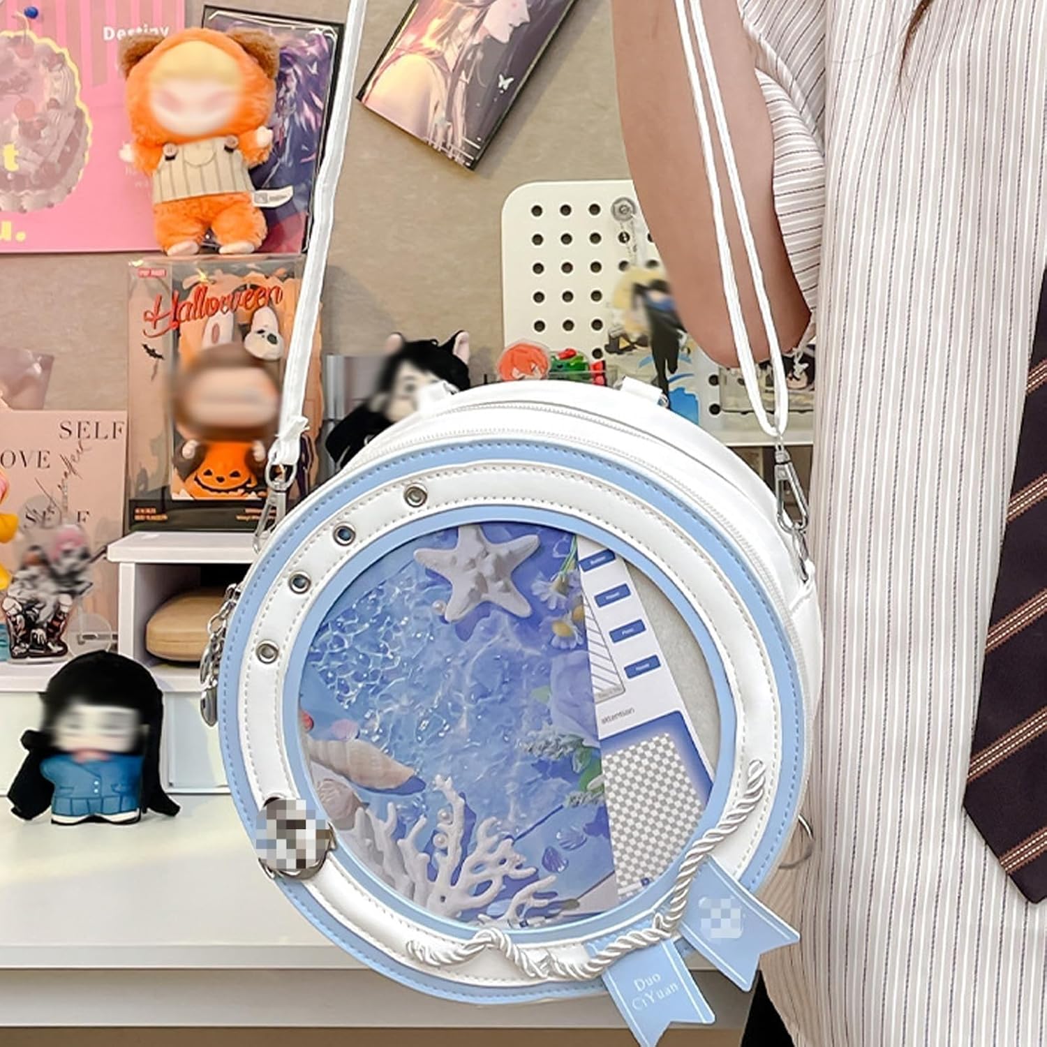 Round ita Bag Shape Aesthetic Purse Cute Anime Sailor PU Leather Crossbody pin Bag