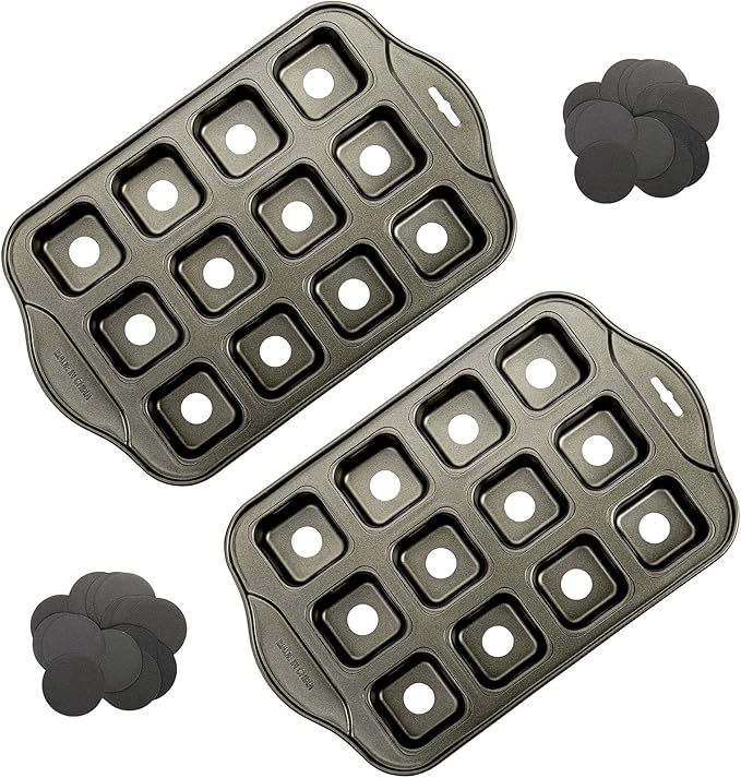 Tosnail 2 Pack 12 Cavity Mini Cheesecake Pan Cupcake Pan with Removable Bottom Square