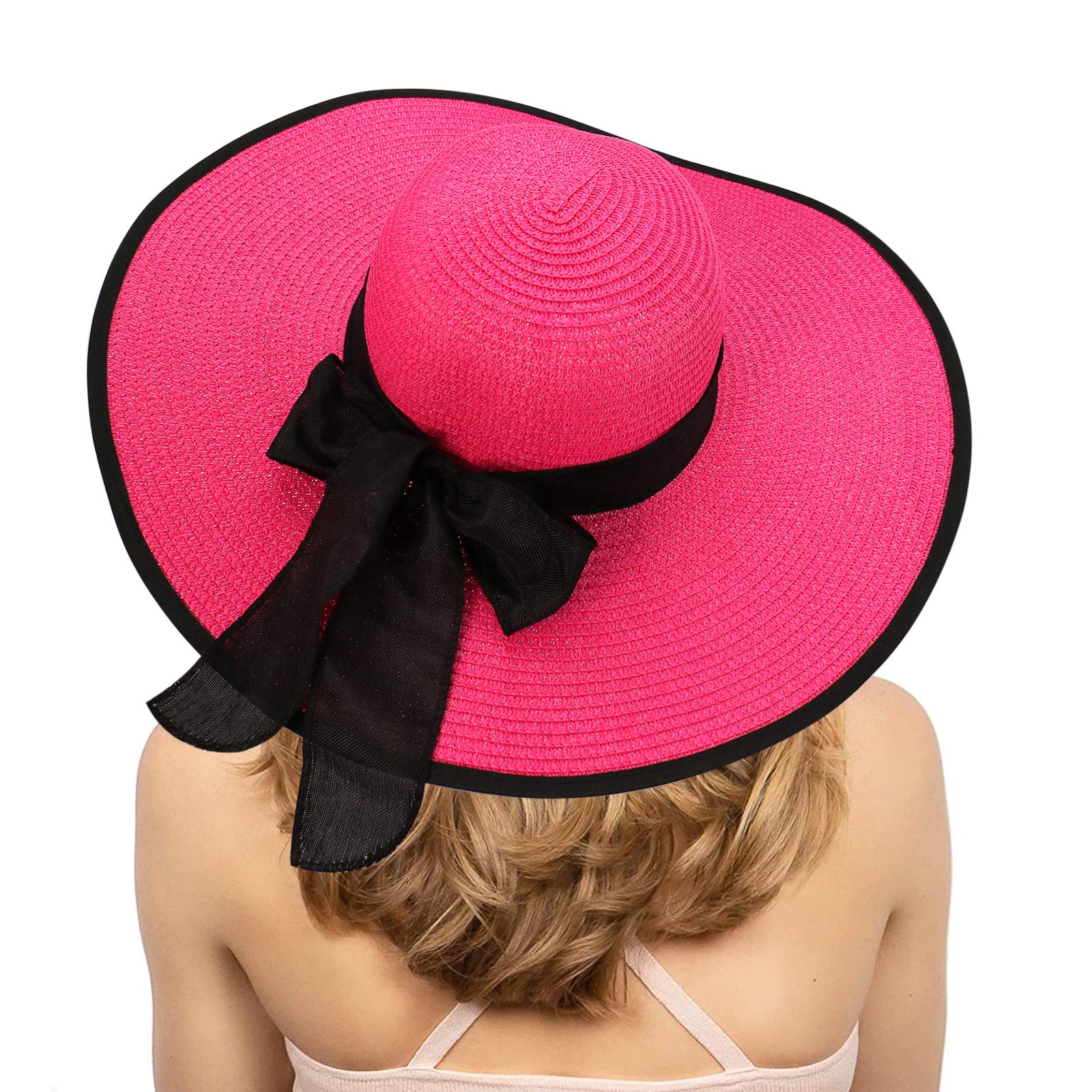 Chapeau souple pliable pour femme, chapeau de paille à large bord, protection solaire, casquette de plage d'été avec protection UV