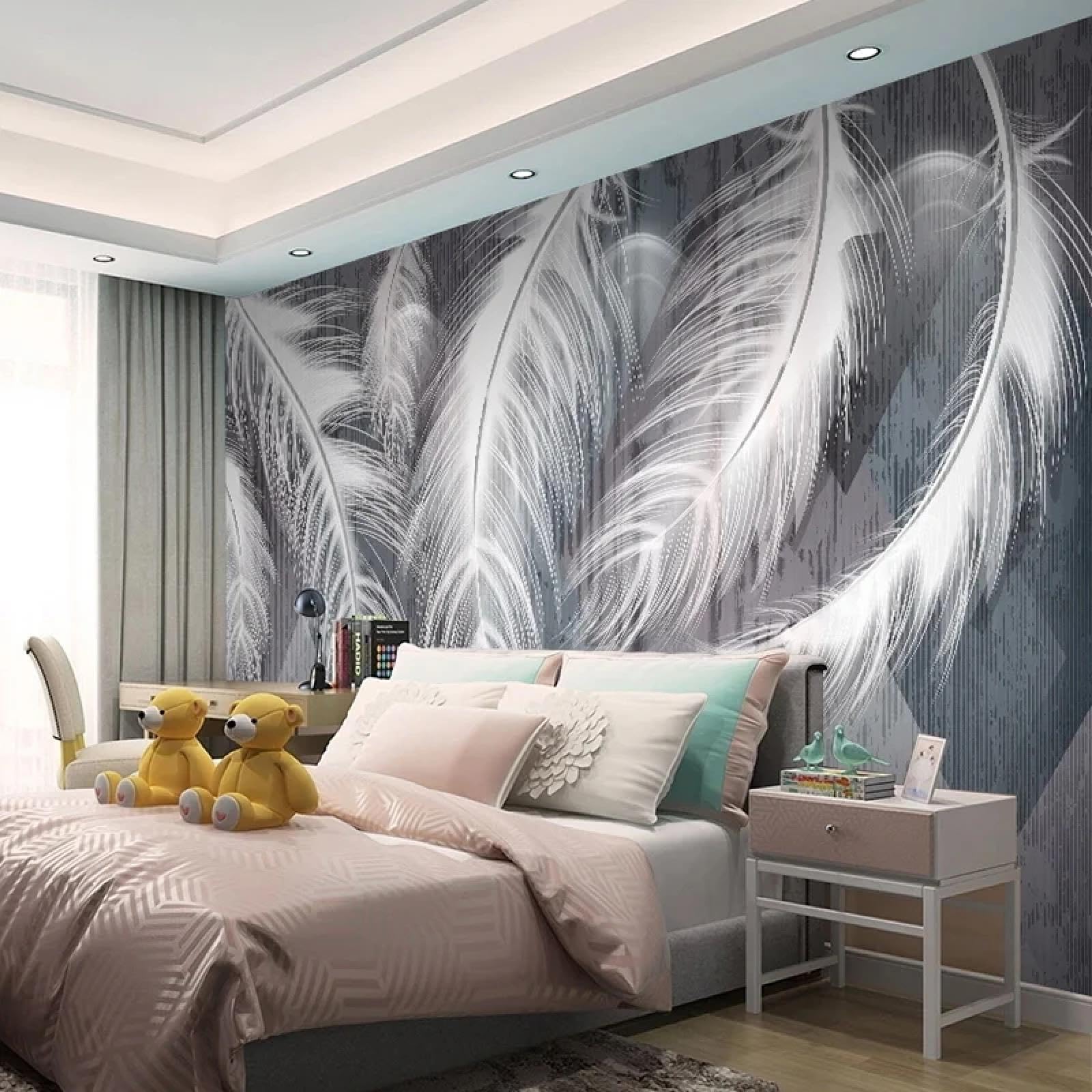 3D tapeta abstrakcyjne szare pióro obraz ścienny salon sofa tło dekoracja domu sztuka ścienna