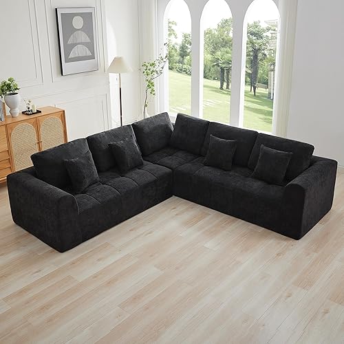 Miniatura 48 de Sofás modulares sin hueso de 140 pulgadas para sala de estar, sofá modular modular de nube comprimida, sofá moderno en forma de U de 9 plazas