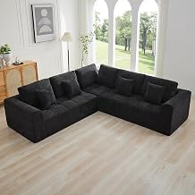 110Modular Sectional Couches for Living Room, Cloud Boneless Compressed Sectional Sofa, Oversized L Shaped 5 Seater Upholstered Memory Foam Sofa, No Assembly, Chenille Black