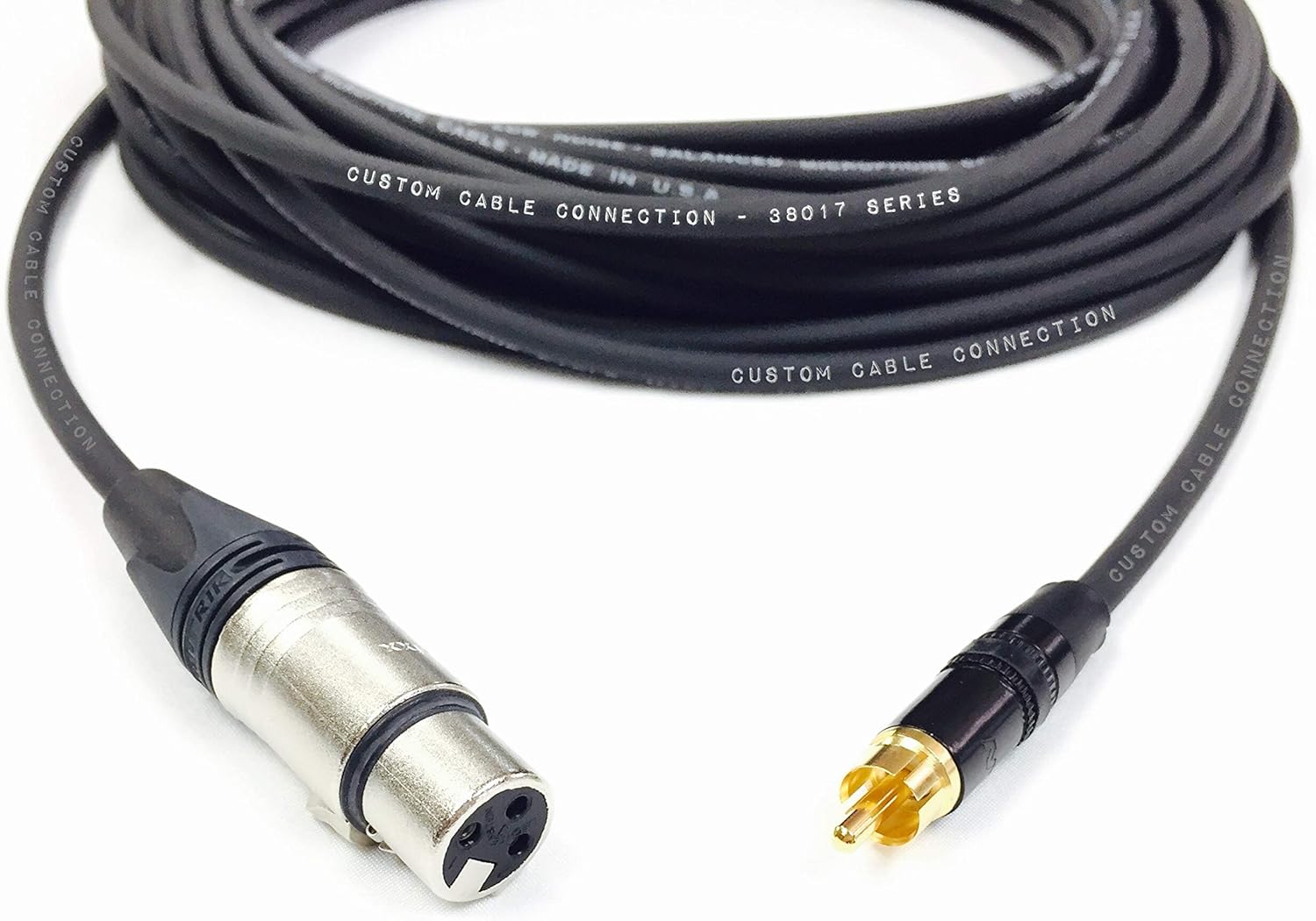 25 Foot Pro Audio Neutrik XLR Female to Neutrik RCA Male Cable by Custom Cable Connection