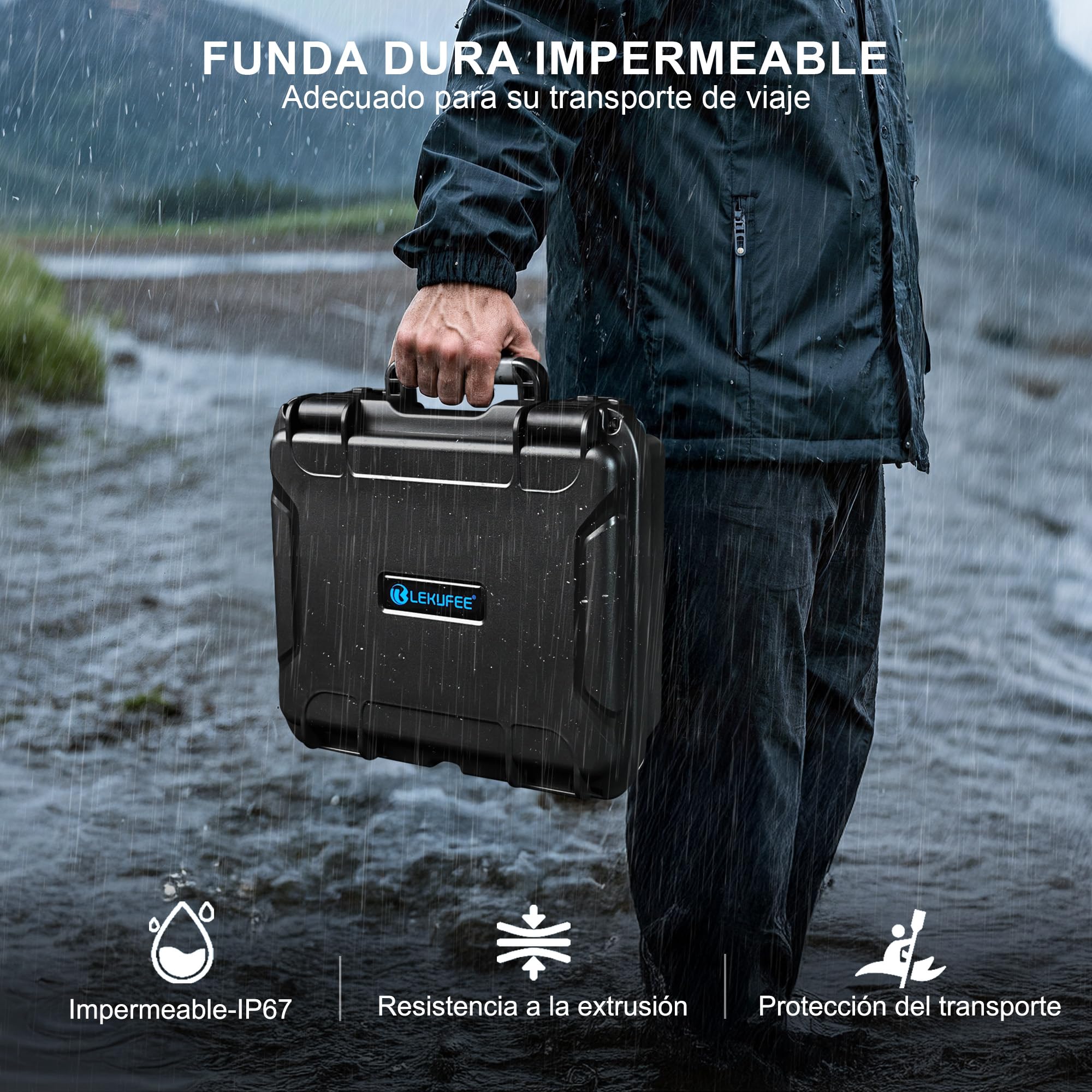LEKUFEE Estuche Rígido Impermeable para dji RS 4 Mini, Combo, estabilizador de cardán, dji Mic 3/Mic Mini/Mic 2 y más Accesorios (Solo Estuche)