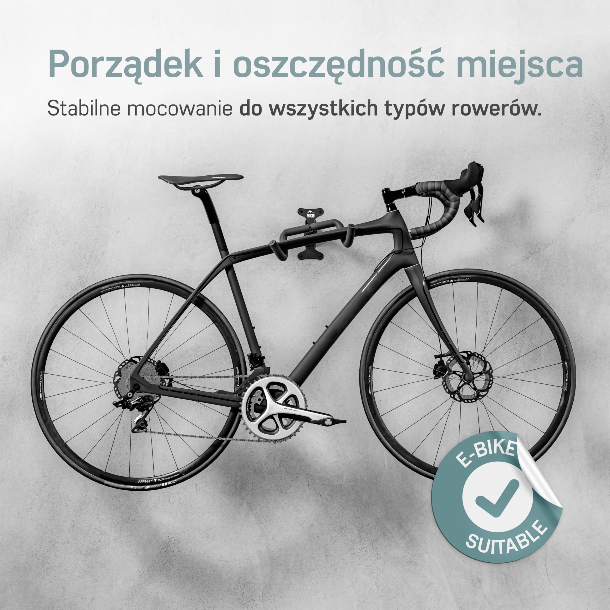 Borgen Uchwyt ścienny do rowerów Uchwyt na rower - regulacja kąta i odległości od ściany, składany, MTB, rower szosowy, uchwyt ścienny na rower - dodatkowa miękka podkładka.