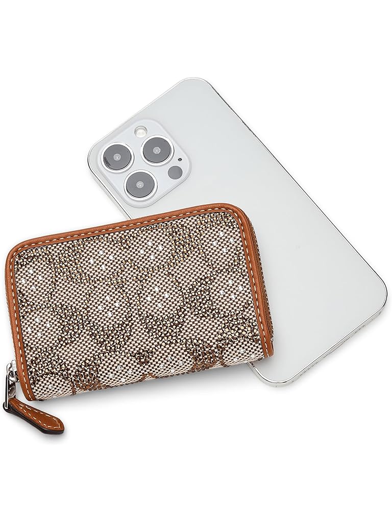 Tan COACH Essential Small Zip Around Card Case