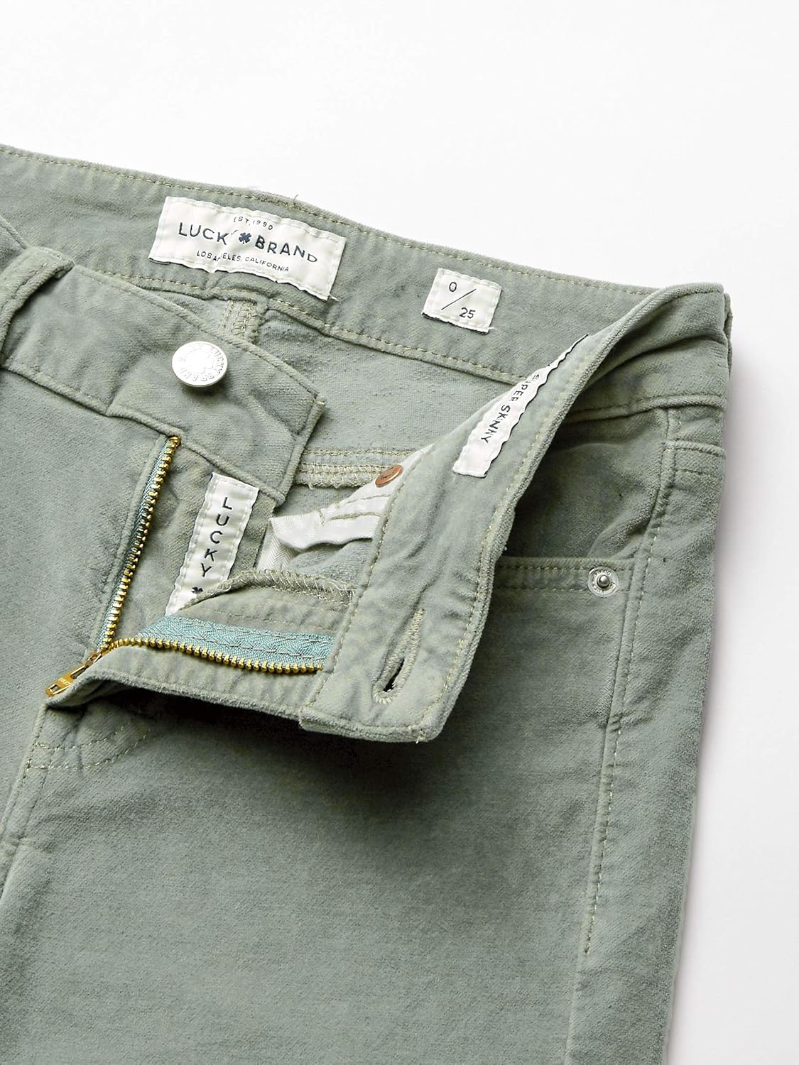 Lucky Brand Womens Mid Rise Ava Super Skinny Velvet Jean in Shadow Mint - Image 7