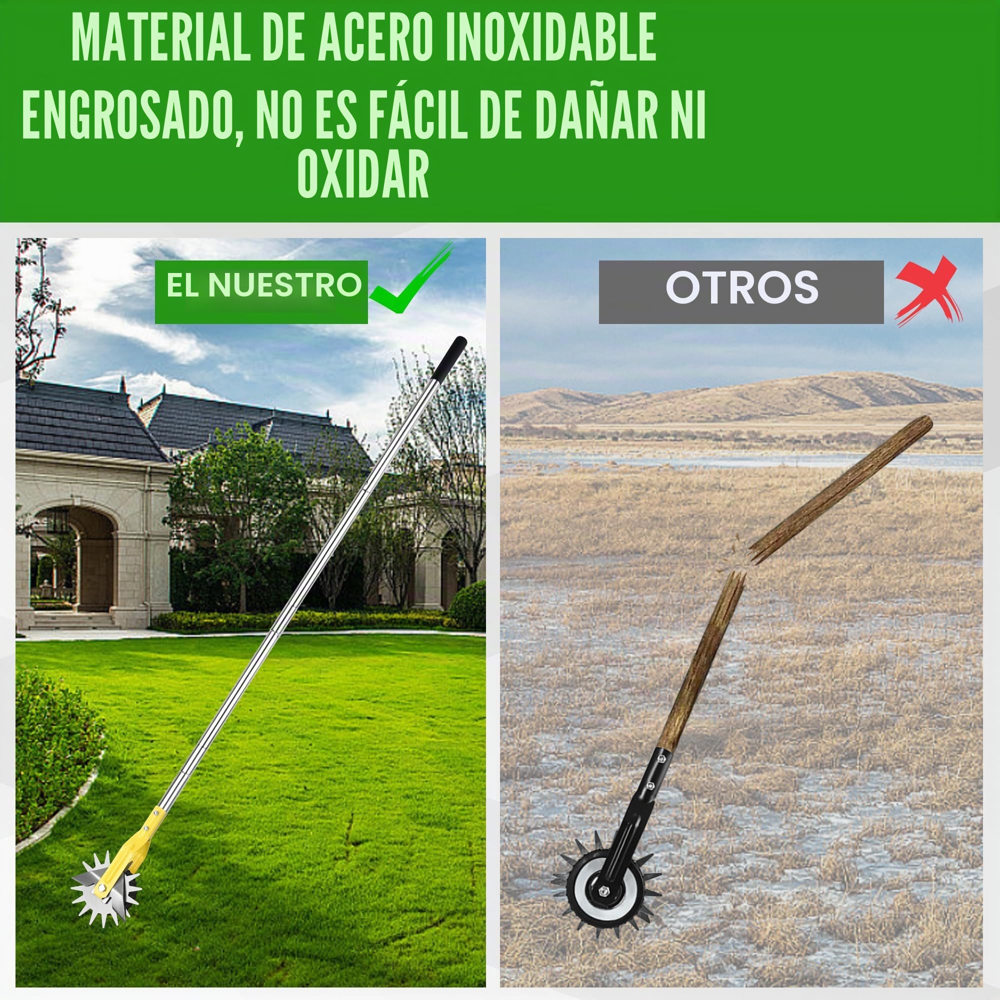 YEELOR Bordeadora giratoria de acero inoxidable amarillo, bordeadora de césped de longitud ajustable, herramienta manual de jardín para aceras, jardines, entradas y bordes de macizos de flores