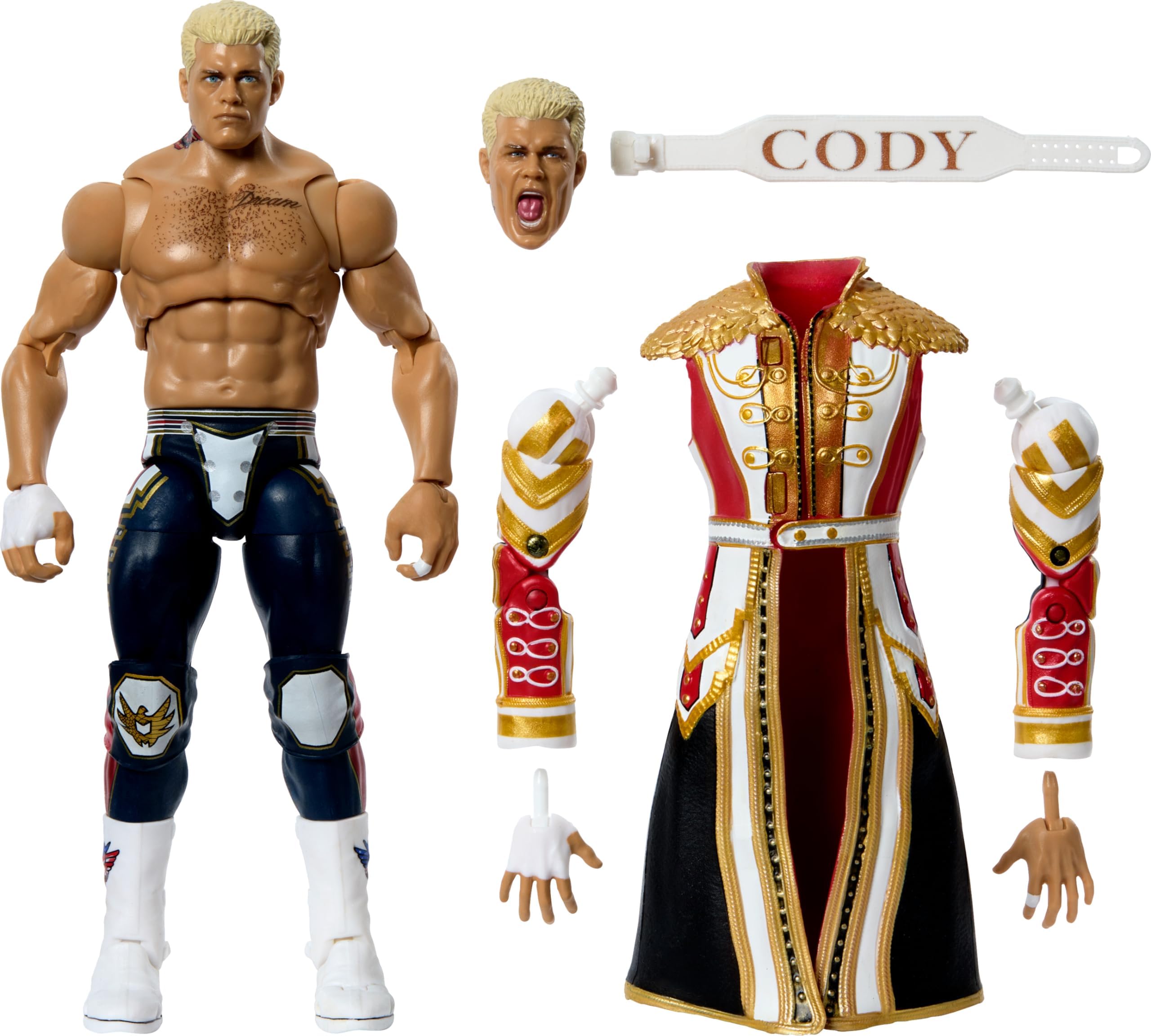 Mattel WWE Ultimate Edition Action Figure & Accessory Set for American Nightmare Cody Rhodes 6" Collectible with 30 points of articulation & Interchangeable Pieces