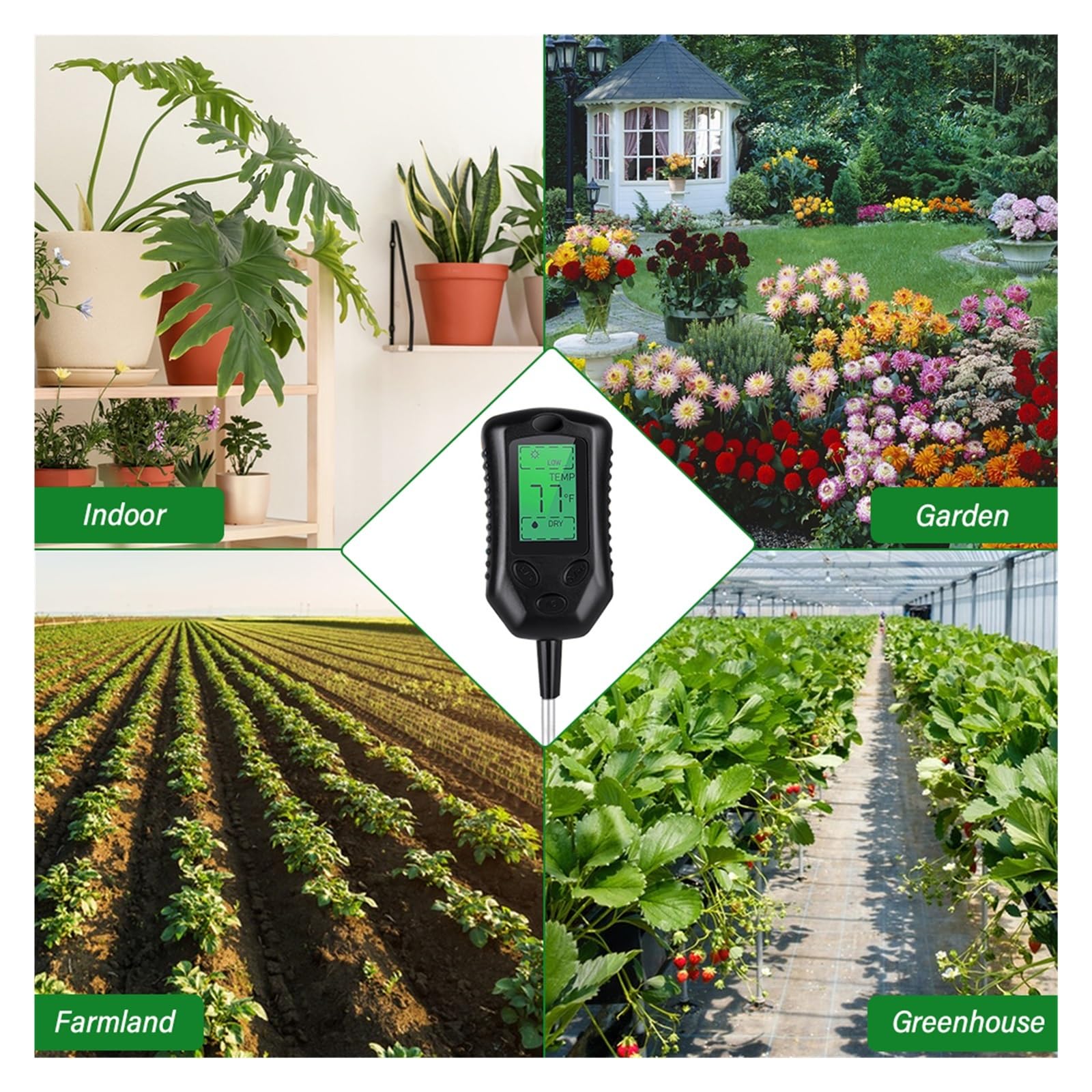 Bodenmessgerät PH/Feuchtigkeit/Sonnenlicht/Temperatur Feuchtigkeitsmesser Säuremonitor Gartenarbeit Landwirtschaft Pflanzen Feuchtigkeitssensor Tester Kleiner Fehler