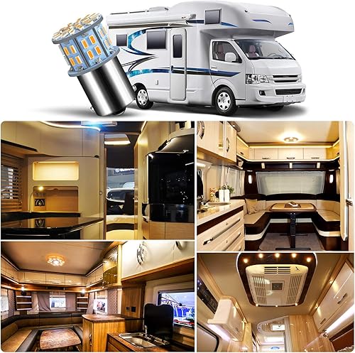 Miniatura 5 de Bombillas LED 1156 1141 1003 7506 BA15S superbrillantes 3014 50-SMD LED de repuesto para luces interiores de 12 voltios RV cámper, remolque, barco,