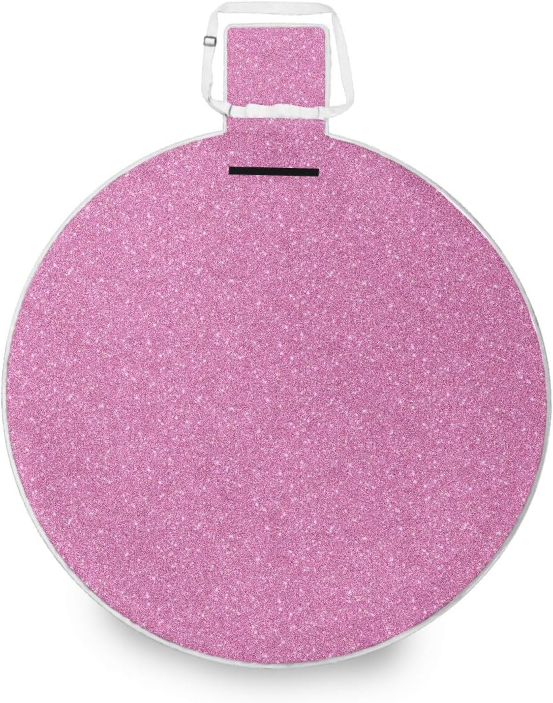 Round Camp Blanket - Fits 2 Adults, Summer Accessories Foldable Garden Mat Dual Layer, Sand-Free, Soft Throw Rug 58 in (Pink Glitter)
