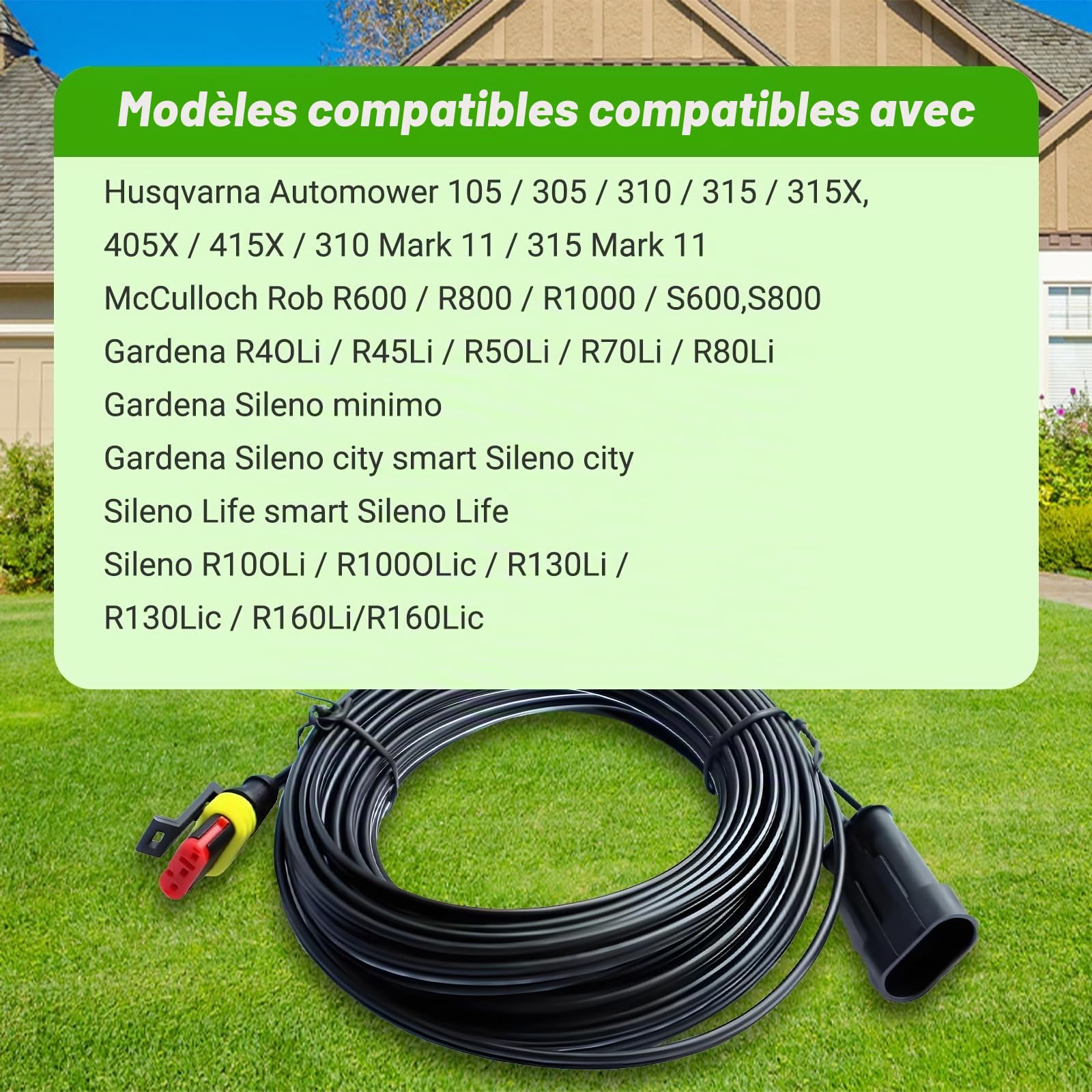 20M Connecteur Câble de Connexion Adaptateur Compatible avec Husqvarna Automower 105 305 310 315X 320 330X 420 430X 2016-2022,Gardena 2016+/Sileno 2018+/ Robotic tondeuses à Gazon Robot