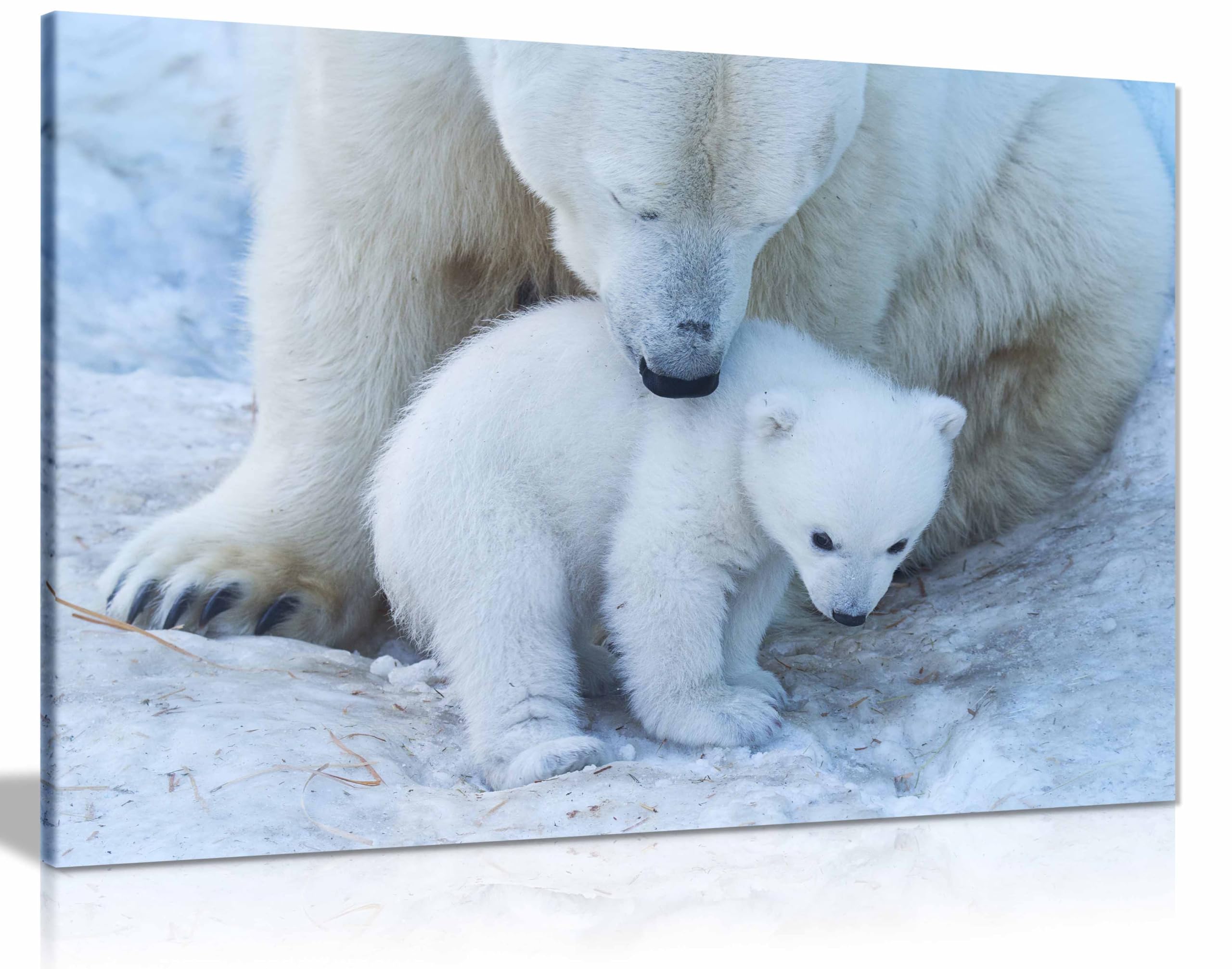 Panther Print Framed Canvas Polar Bear Portrait Print, Pictures For Home Walls, Bedroom, Living Room & Bathroom Decor 91X61cm (36X24in)