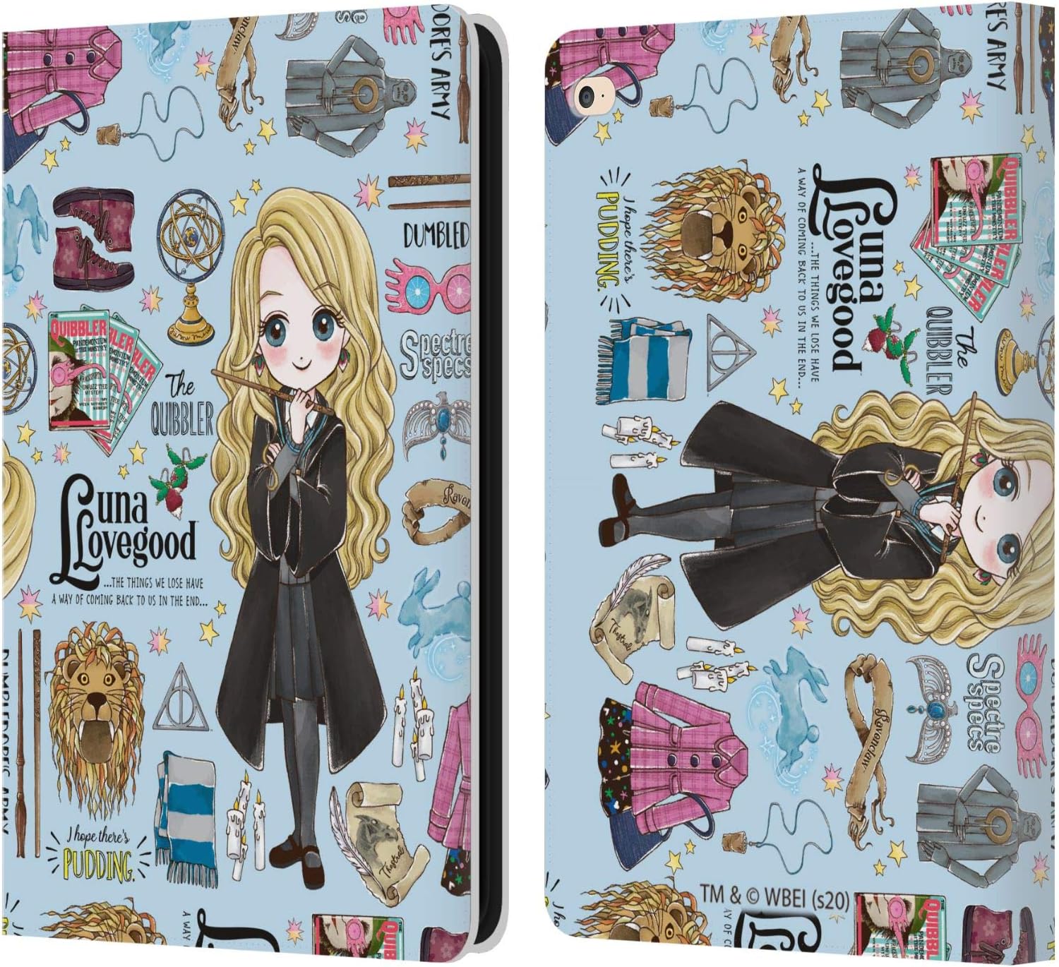 Head Case Designs Officially Licensed Harry Potter Luna Pattern Deathly Hallows XXXVII Leather Wallet Case Compatible with Apple iPad Air 2 (2014)