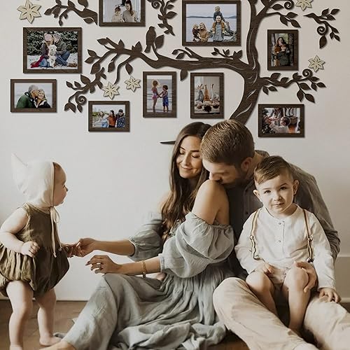 Miniatura 2 de 78x44" Large Home Decor Wood Family Tree Wall Decal with Frame Pictures STANDARD, Decoraciones Para Salas de Casa Wall Art, Wall Stickers for Living